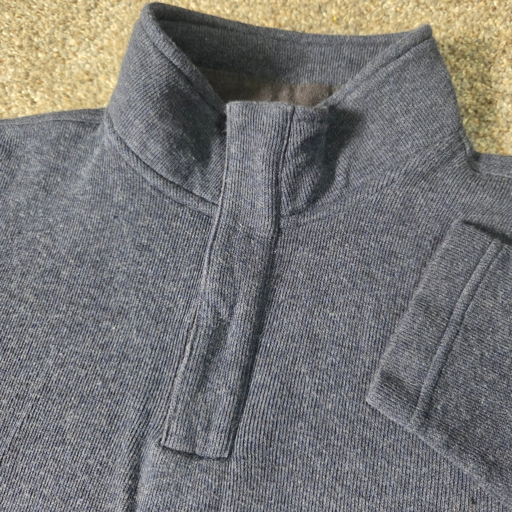 Lachlan British Inspired Mens Large Blue Cotton Quarter Zip Pullover Sweater‎